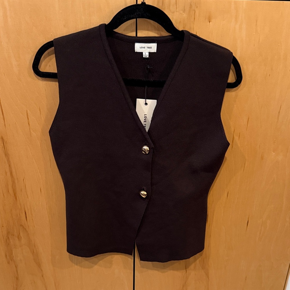 Love Tree Dark Brown V-Neck Sweater